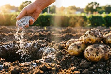 Опудриваю клубни и пихаю в землю: урожай "попер" раньше без замачивания, а "картоха" — просто богатырская